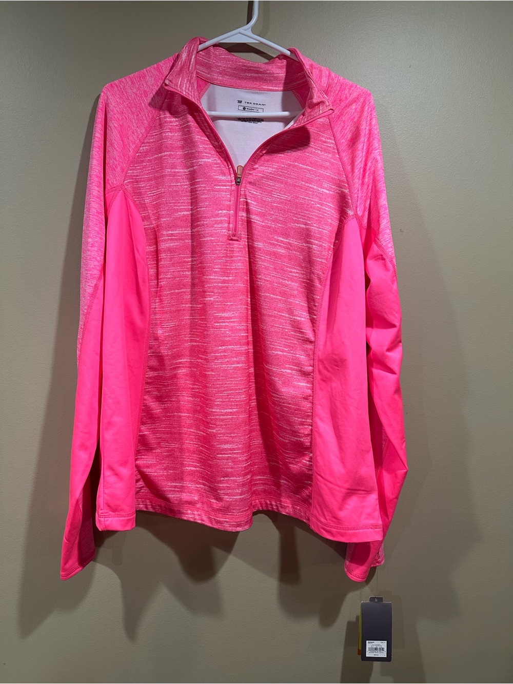 tek gear Women's Bright Pink Quarter-Zip Cowl Sweater